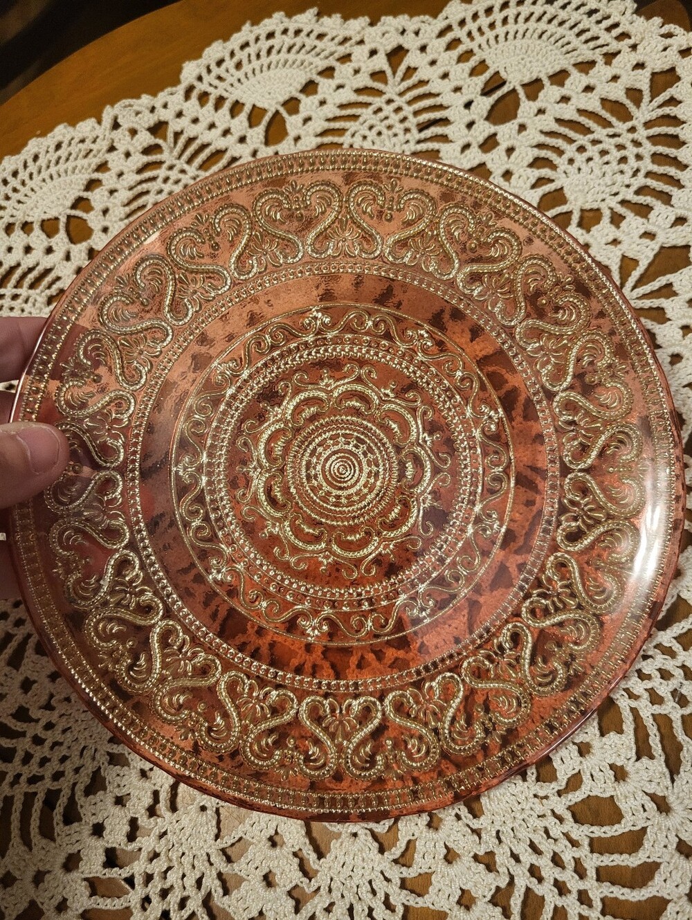 Colorina Handmade Decorative Glass  Pink  6 “ AcrosDish Made In Turkey New